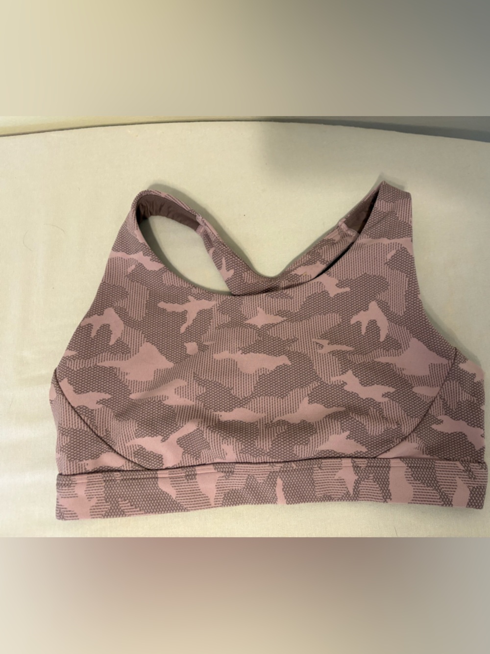 Athleta Mauve Pink Camo High-Neck Racerback Sports Bra